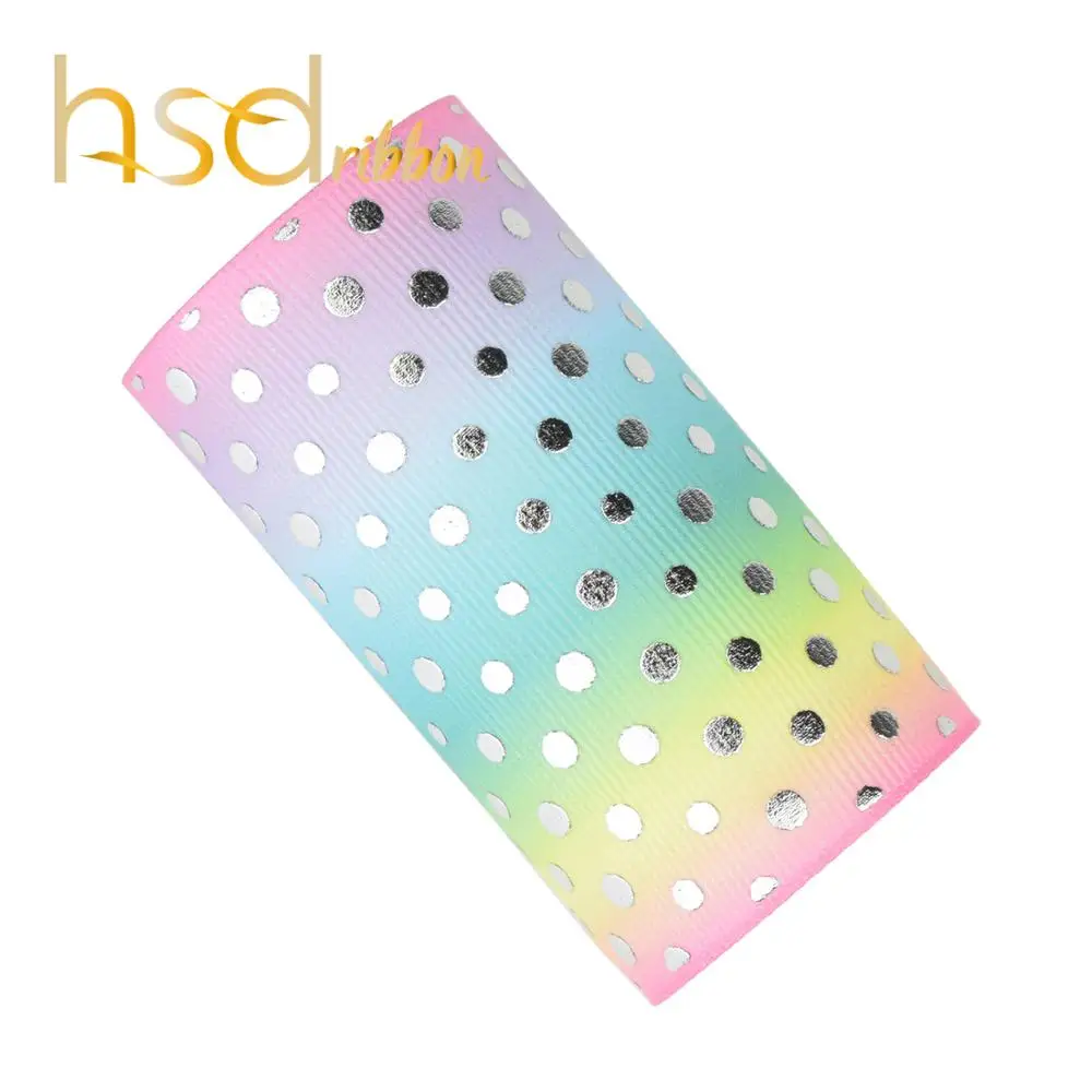 

HSDRibbon 75mm 3 inch Silver little dot foil on HT White Grosgrain Ribbon