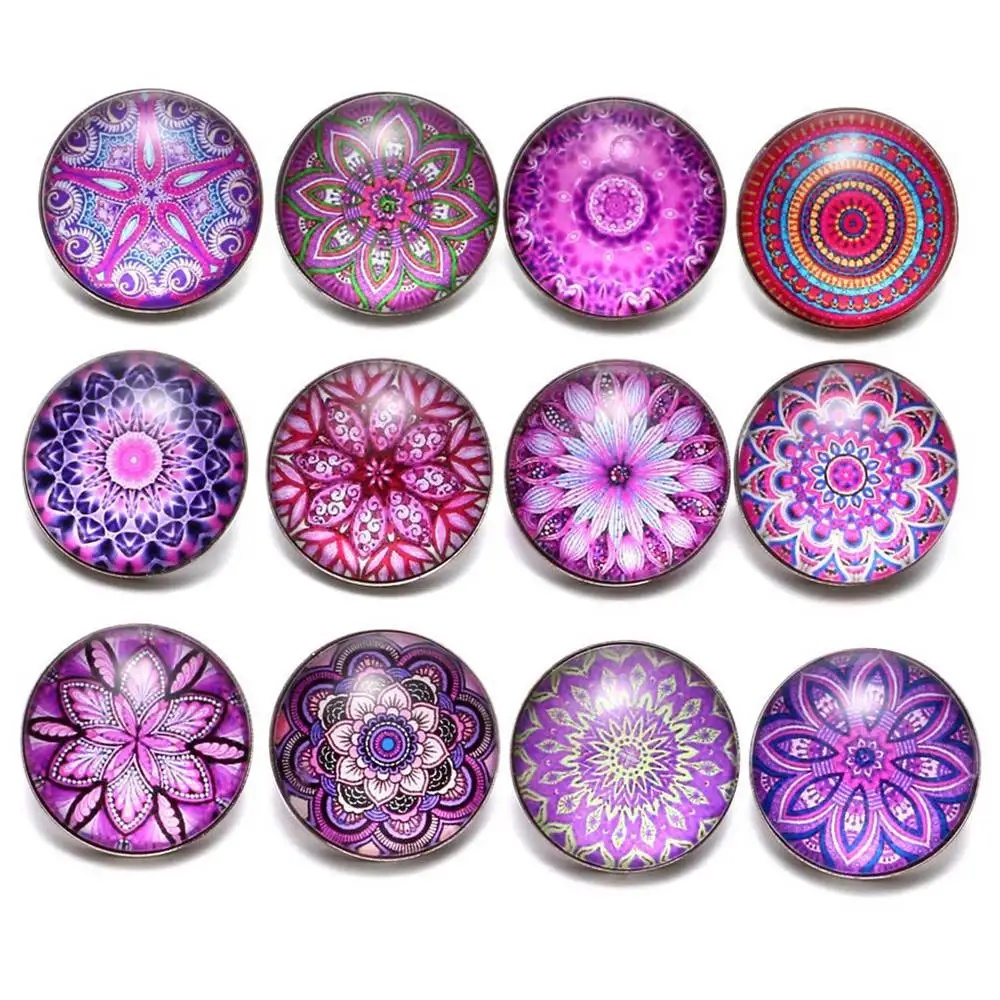 12pcs/lot Green Series Theme Beautiful Exotic Pattern 18mm Snap Button Charms For 18mm Snaps Bracelet Snap Jewelry KZ0622 - Окраска металла: KZ0623