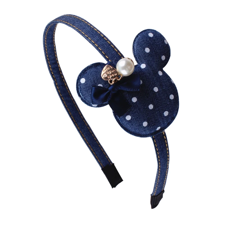 

Blue Jeans Little cartoon bear Women Hairband Denim Cloth Headwear Jeans Mujer Hair Accessories fit children Kids