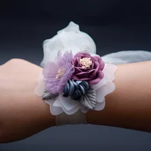 Girls Flower Corsage Hand Corsage Flowers Corsage Bracelet Bridesmaid Bracelet Wedding Flower Bracelet  Hand Pink Pearl Corsage
