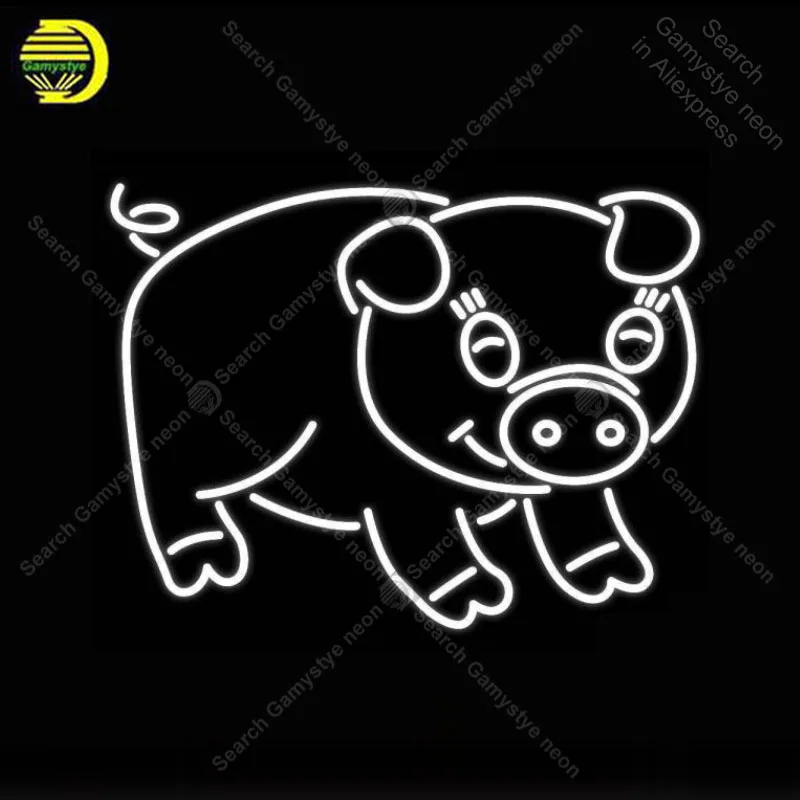 

Cute Pig Neon Sign Real Glass Tube Handmade neon light Sign Advertise Display Decorate Wall Hotel Home Iconic Neon Light Lamp