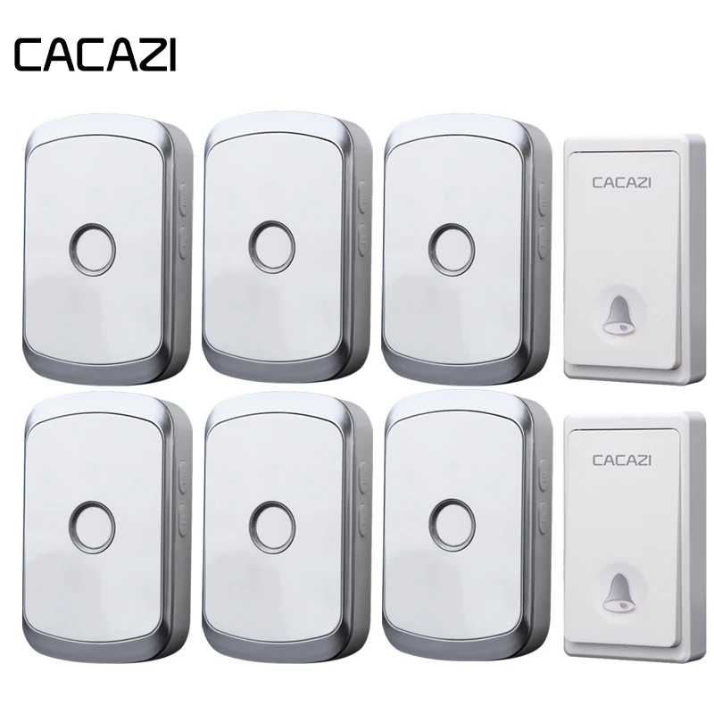 

CACAZI Self-powered Waterproof Wireless Doorbell LED Light No battery Button Home cordless doorbell 200M Remote EU Plug 36 Chime