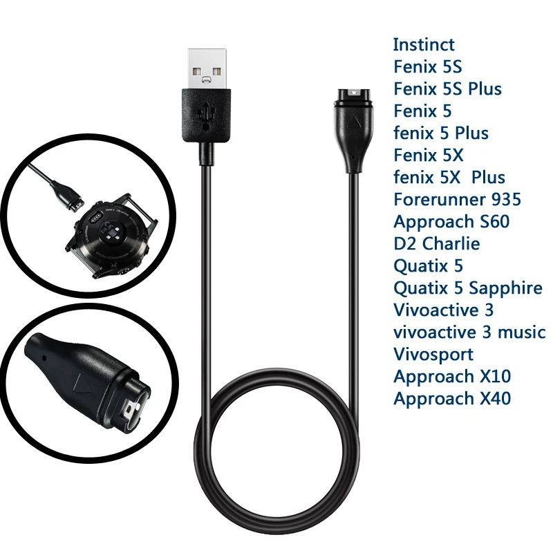1 X USB-Ladekabel Ladekabel Für GARMIN Fenix 5 VivoActive 3 4 Vivosport 