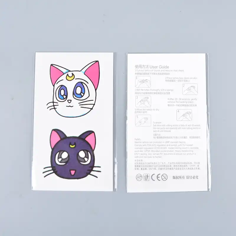 10pcs Pack Cartoon Anime Sailor Moon Cat Luna Tattoo Stickers For Kids Animal Children Temporary Tattoos Waterproof Body Sticker Aliexpress