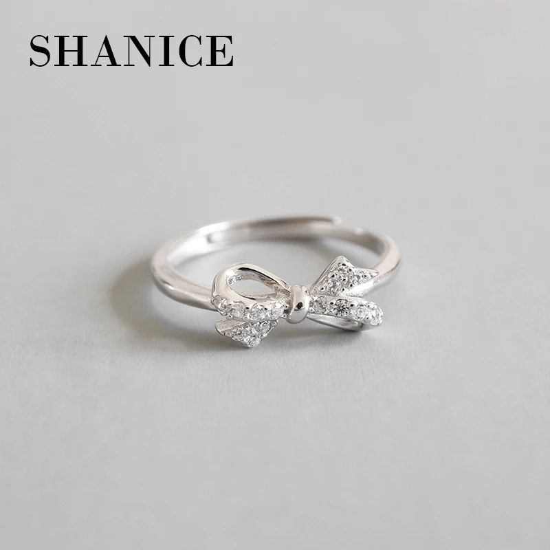 

SHANICE Authentic 100% 925 Sterling Silver Sparkling Bow Knot Stackable Ring Micro Pave CZ Compatible Jewelry GF Gifts