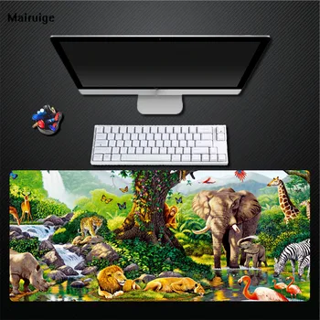 

Mairuige Printed Green Forest Largest Animal Kingdom Super Large Size Thick Mouse Pad 400X900 Game Player Exclusive Rubber Mat