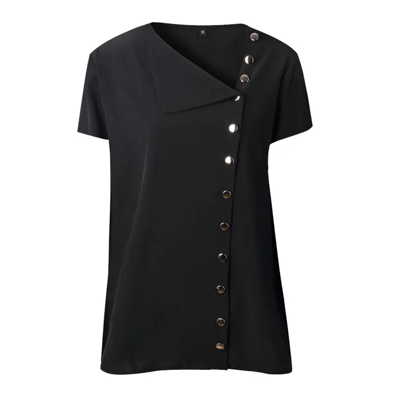 New Women Clothes Summer Lapel Neck T-shirt Ladies Short Sleeve Buckle Casual Daily Vintage Classic Tee New Arrival Tops #4R02 (10)