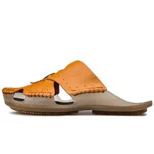 Мужская обувь на плоской подошве в европейском стиле в стиле ретро; Летние повседневные сандалии без застежки с открытым носком; лоферы; zapatos de hombre; большие размеры