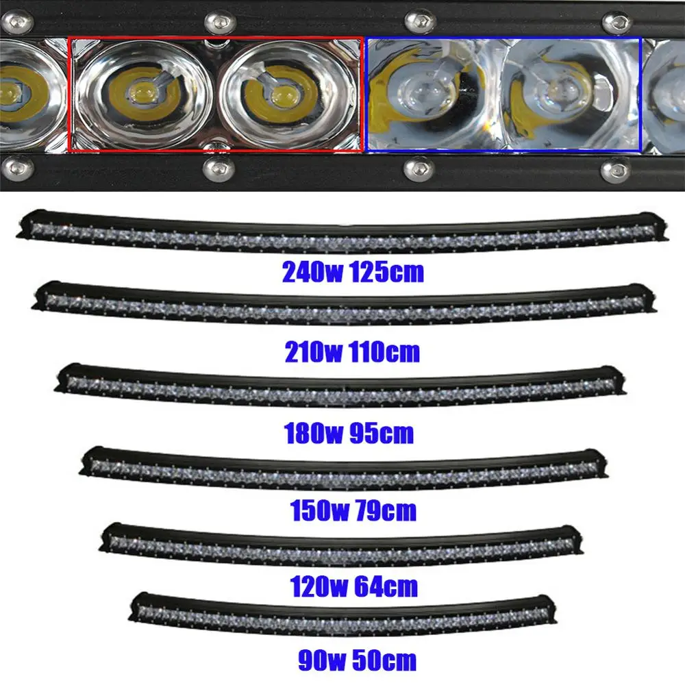 Однорядный изогнутый светодиодный бар точечный комбинированный светодиодный светильник для внедорожника 4X4 Barra для авто трактора рабочий прожектор грузовика 12 В 24 В