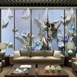 Цветочная фея 3D тиснением Цветочный Бабочка выбивает настенная обои фон картины Гостиная Спальня современные обои