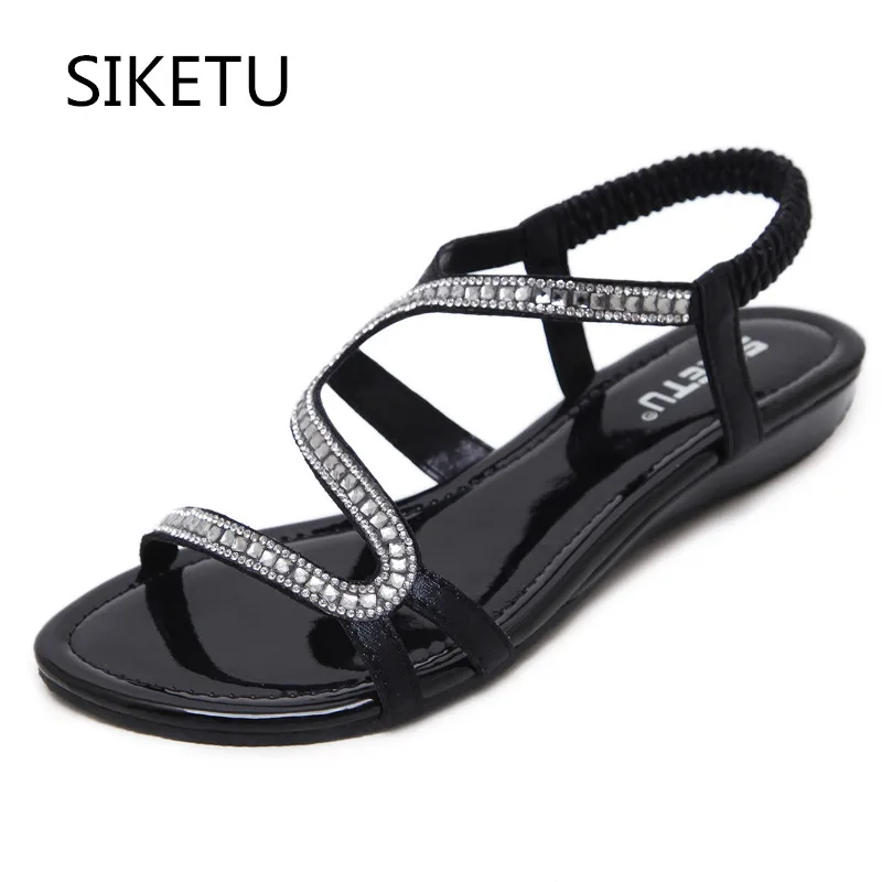 

SEKETU New Designer diamond design Female Summer Sandals Rhinestone Wedges Fashion Large Size 35-42 Women Sandals