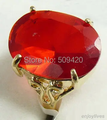 

XFS20141er>>Ellipse Red Cubic Zirconia Ruby Yellow Gold Plated Ring Size: 6.7.8.9