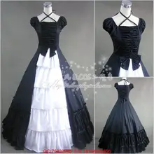 Nueva negro y blanco medieval victoriana cosplay gothic lolita de long dress del vestido de bola de halloween dress costume para la mujer