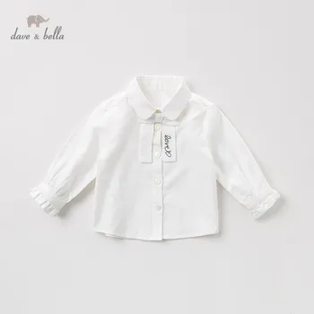 

DB11949 dave bella baby girl autumn infant white bow shirt toddler top children tees long sleeve clothes