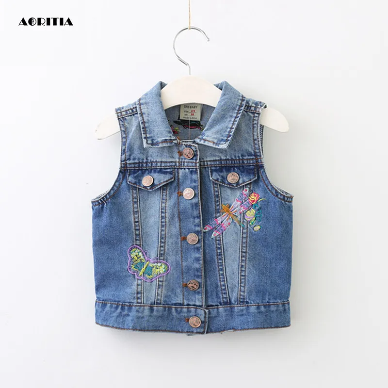 2017 Kids Waistcoats Children Denim Vest Coat Girls Jeans Sleeveless
