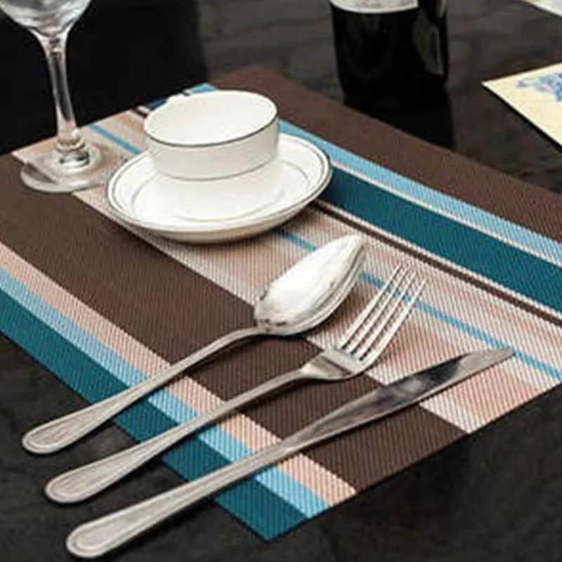 30*45cm Non-slip Pad Kitchen Accessories Stripe Pattern Dining Table Mats Oil-proof Table Placemat Heat Insulation Waterproof