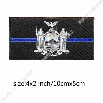 

Thin Blue Line New York state Tactical US USA Flag BIKER VEST PATCH Iron On Embroidered Motorcycle Badge MILSPEC DARK OPS SWAT