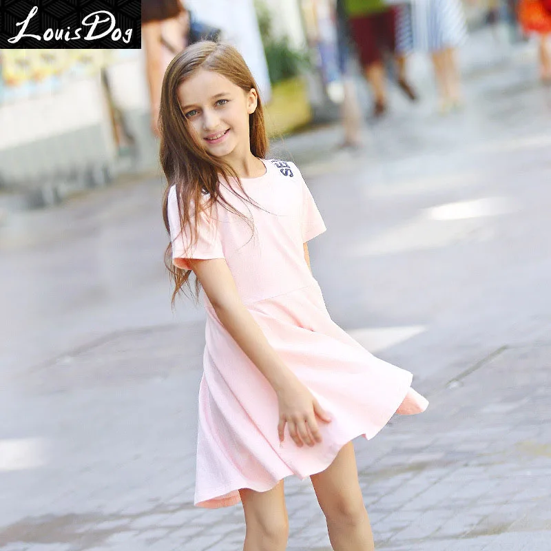 26.99US $ |LouisDog girls pink flippy dress children's short sleeve...