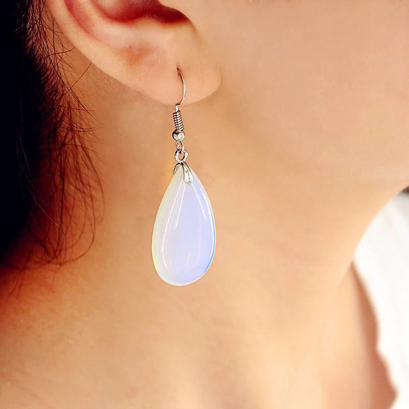 New Arrival Natural Opal Transparent Stone Little Cute Earrings