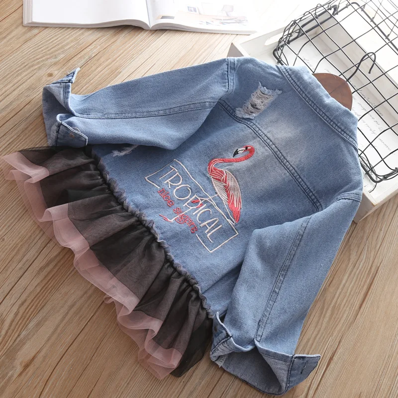 

#LS00100 Kids Girls Letter Denim Jacket