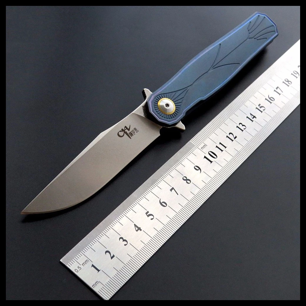 

BJL Flipper folding knife S35VN Blade ball bearing TC4 Titanium handle camping hunting pocket fruit Knives EDC tool CH3505
