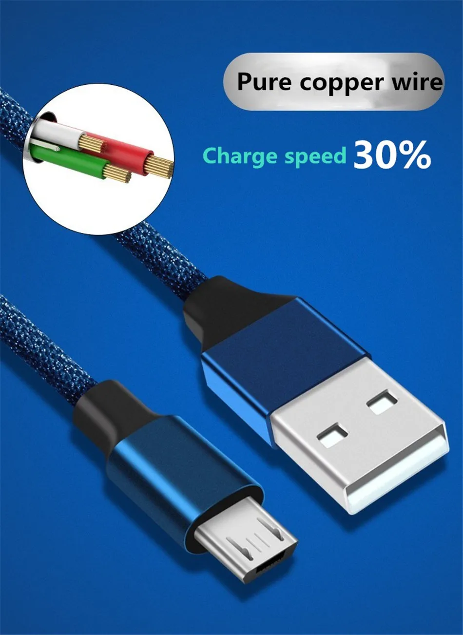 NOHON 5V2.2A Micro USB Cable For Samsung Galaxy S7 S6 For Xiaomi Redmi 4X 4A Mobile Phone Cables Micro USB Data Sync Charge 1M (2)