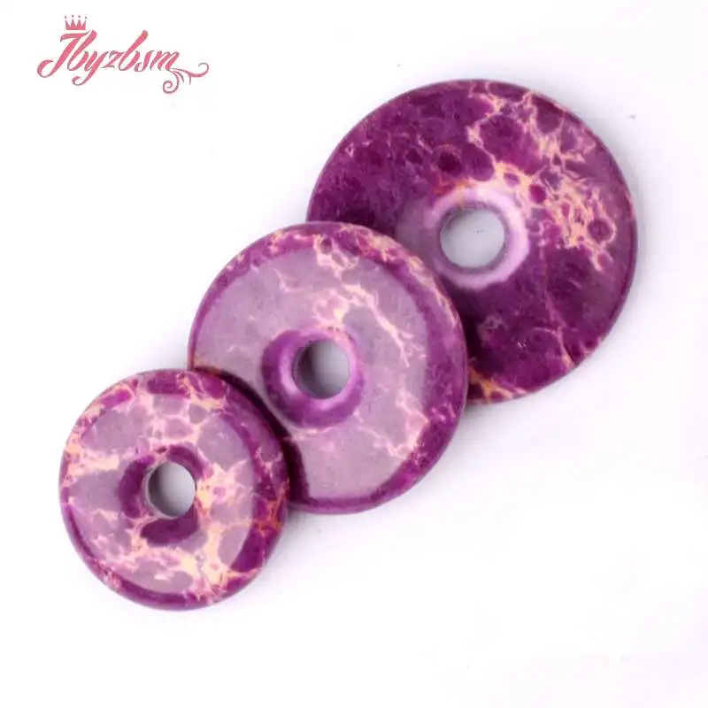 25 30 35mm Round Purple Donut Sea Sediment Stone Beads Pendant 1 Pcs For DIY Necklace Jewelry Making Wholesale Free Shipping | Украшения и