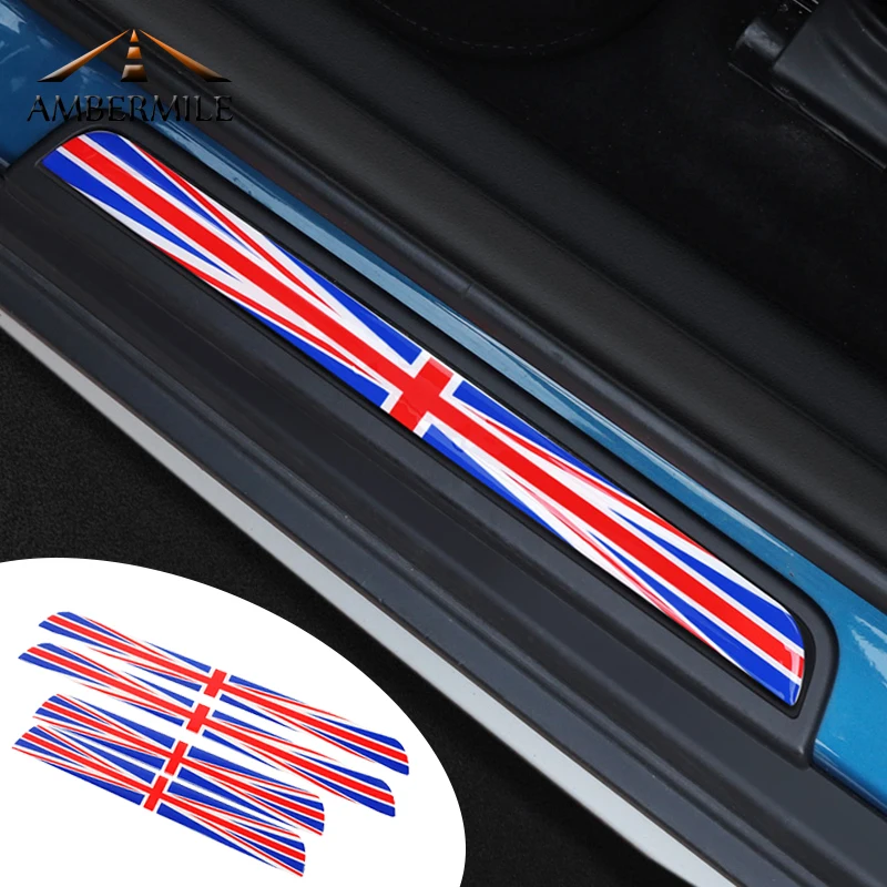 

AMBERMILE 4pcs Union Jack Car Door Sill Plate Pedal Footboard Stickers for Mini Cooper Countryman F60 Accessories Car Styling