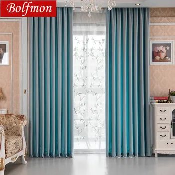 

Latest 70%-85% shading modern style solid navy color faux plain linen Blackout curtain for living room window custom made