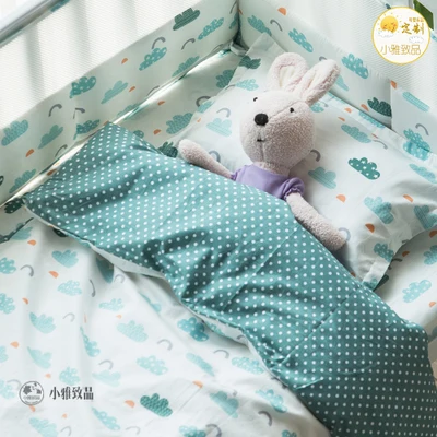 7 шт хлопок девочка мальчик кроватка комплект постельного белья мультфильм новорожденный набор постельных принадлежностей для детской кроватки включает в себя бамперы пододеяльник наволочка плоский лист - Цвет: green clouds