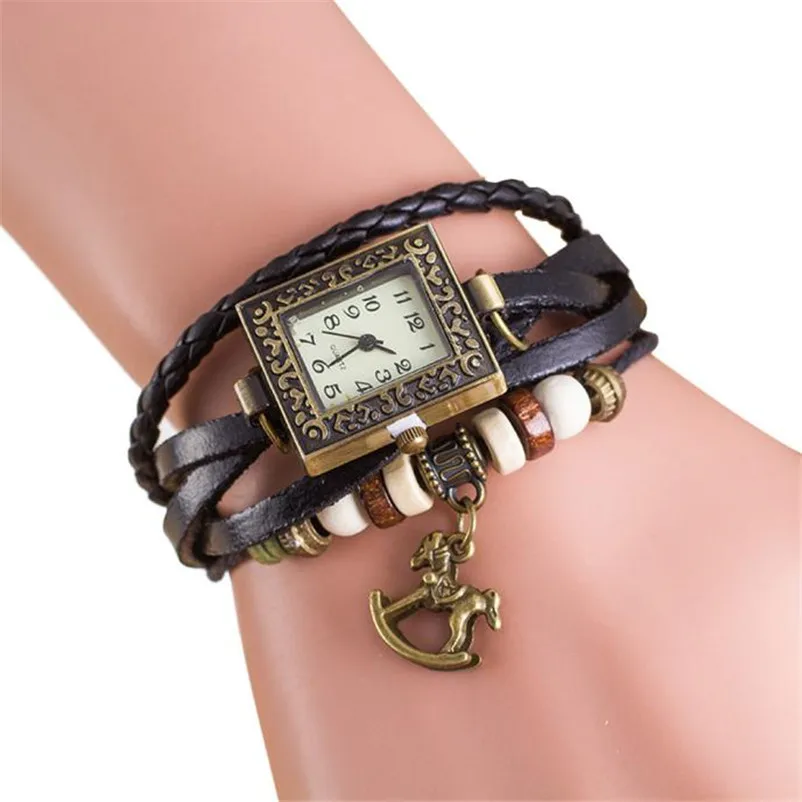 Women's watches casual watches Quartz Weave Around leather watch strap Trojans clock women and bracelet Wrist Watch Reloj M17 (5)