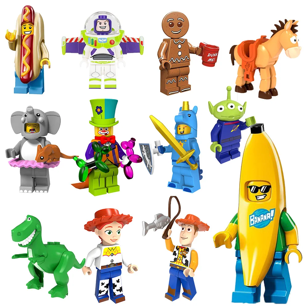 

Toy Storyingly Princess Banana man Buzz Lightyear Woody Rex Building Block friends grinch figures toy for children