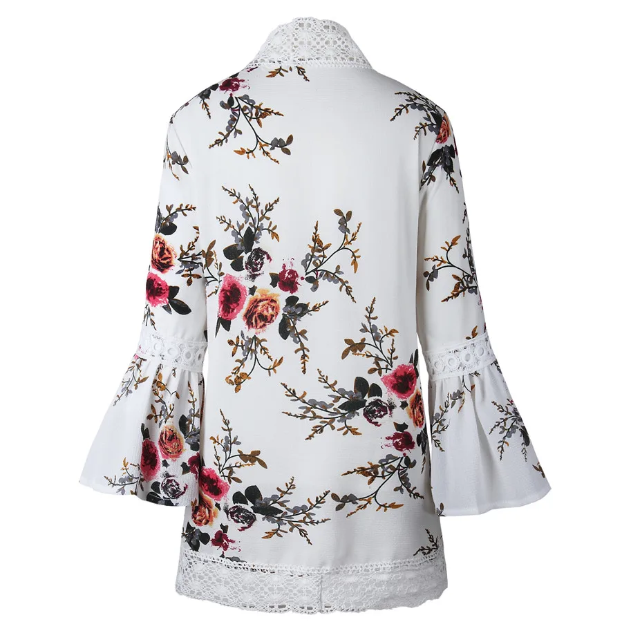 Gladiolus 2019 Spring Womens Tops And Blouses Loose Floral Print Flare Sleeve Lace Women Kimono Cardigan Summer Shirts Plus Size (34)