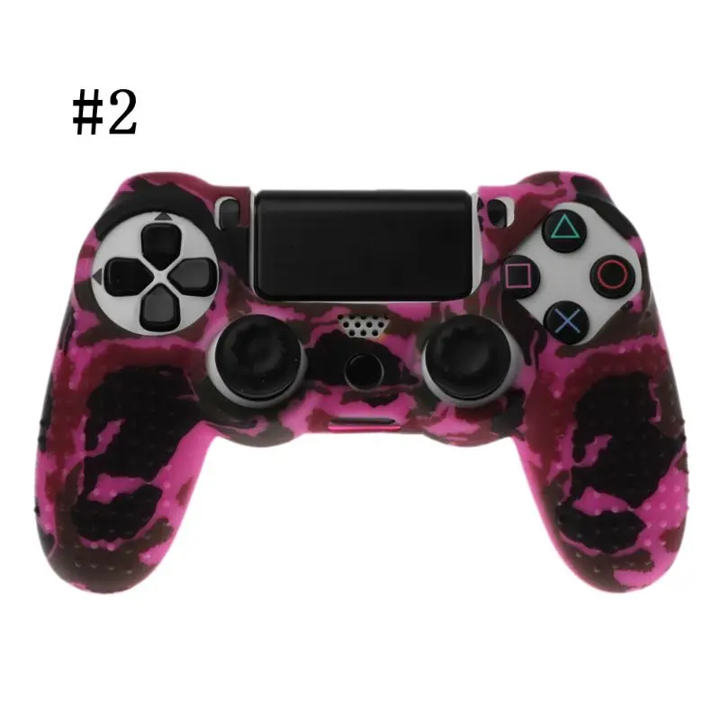 Для sony Dualshock PS4 DS4 тонкий поляризационный фильтр Pro контроллер силикона камуфляжной расцветки, защитный чехол для кожи+ накладка на Стик для джойстика для Play station 4