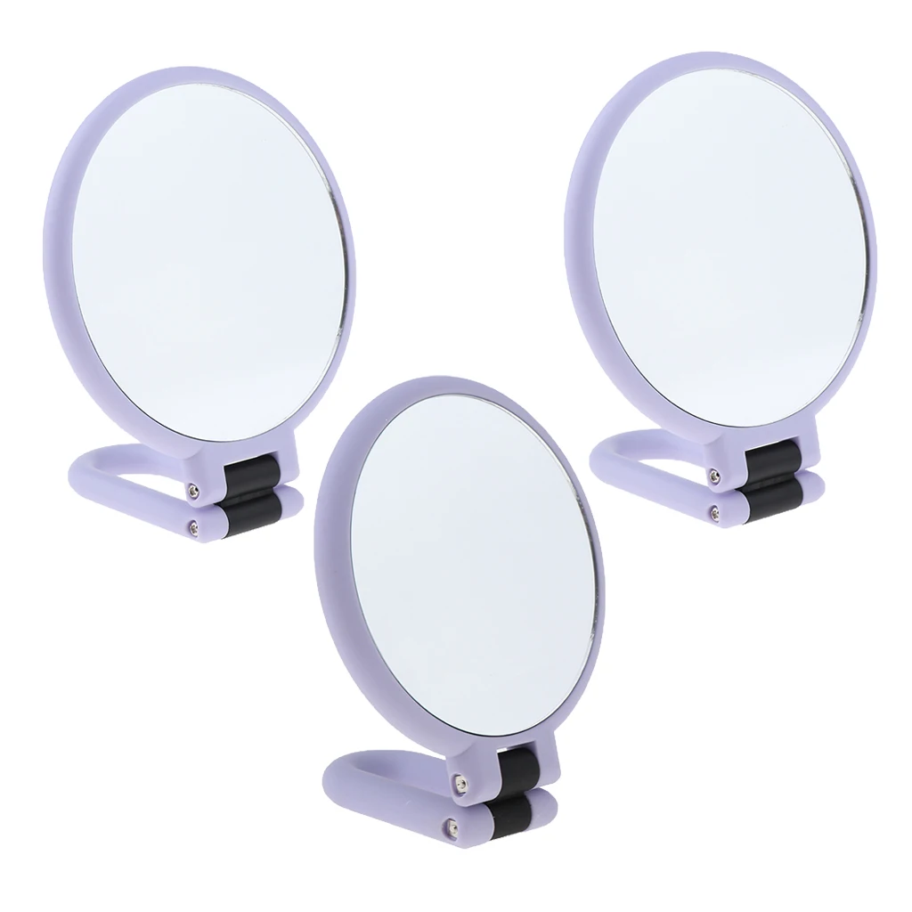 Двухстороннее 2x/3x/15x увеличение ручное зеркало для макияжа с подставкой, женское компактное складное зеркало для путешествий, Настоящее изображение