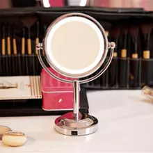 LED Lighted Double-Sided 1X/3X Magnifying Beauty Cosmetic Makeup Round Mirror