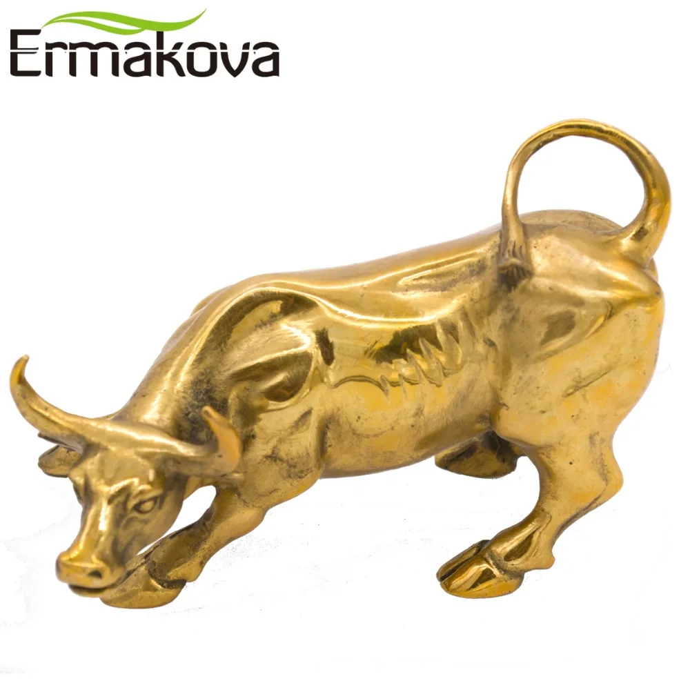 ERMAKOVA 11 5 см (4 дюйма) Латунная настенная уличная Статуэтка быка Ox заряжаемая на