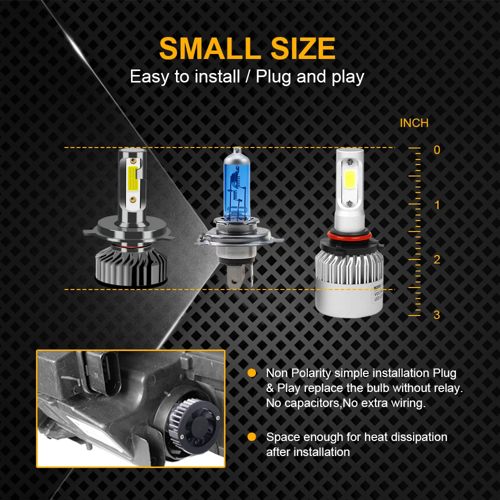  GEETANS Car Headlight H7 LED H4 LED H1 H11 H3 H13 H27 880 881 9006 9007 8000LM 6500K Auto Headlamp  - 4000179644234