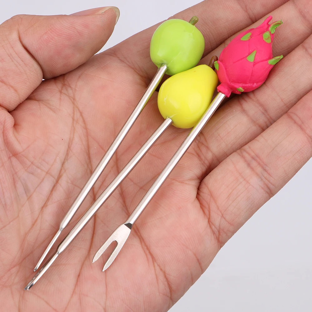 Cute Fruit Pattern Fruit Fork Creative Party Decoration Stainless Steel Snack Cake Dessert Food Fork