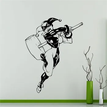 

Free shipping diy wallpaper Harley Quinn Wall Sticker Superhero Sticker Comics Art Home Decoration Any Room Waterproof Sticker
