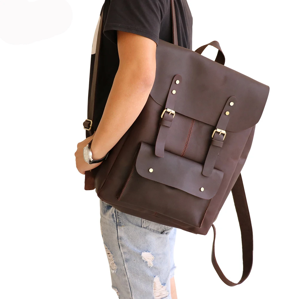 Men Backpacks 100 Genuine Leather Men's Travel Bag Fashion Man
