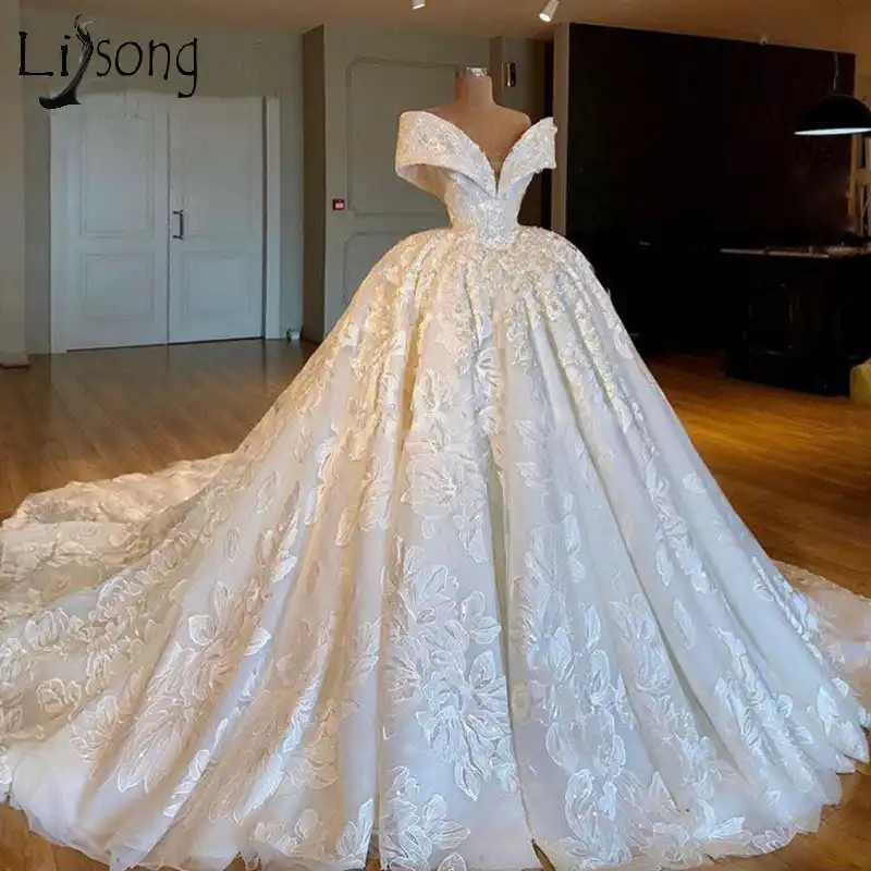 Precioso Vestido De Baile De 2019 Vestido De Boda Arabe De Dubai Vestido De Lujo Turco De Novia Sin Hombro Apliques De Novia Exquisitos Aliexpress