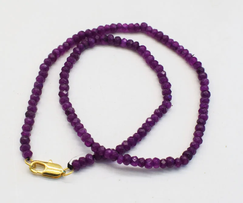 jade purple roundel faceted necklace 4*2mm 16.5inch chocker FPPJ