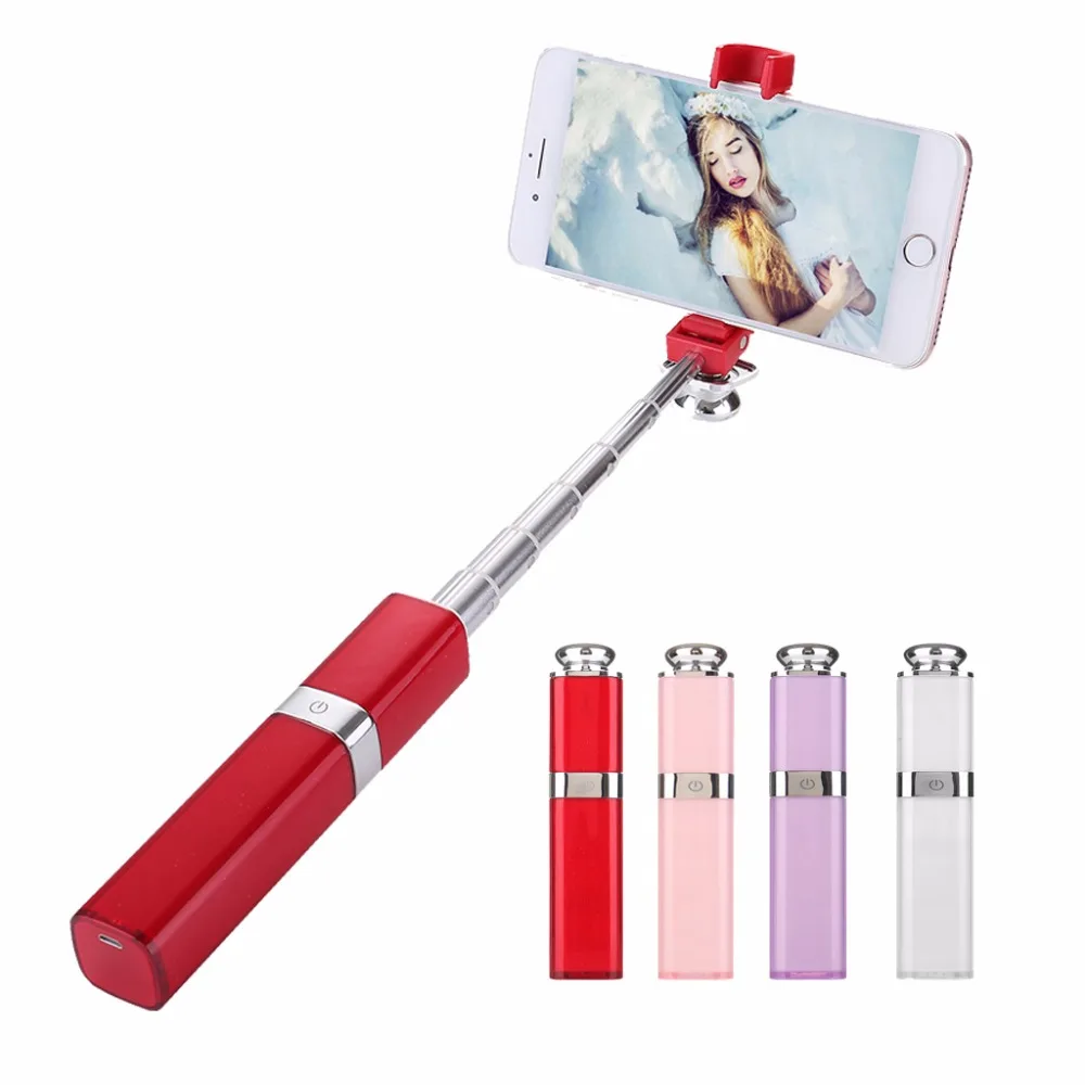 

Extendable Wired/Bluetooth Selfie Stick Lipstick Nude Design Monopod Stick for xiaomi huawei oppo Samsung Android Phone