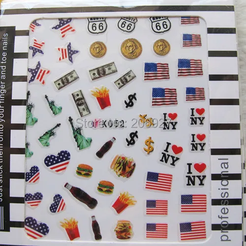 

2PCS K052 Nail Art Cute Cartoon Flag Sticker Nail Art Sticker