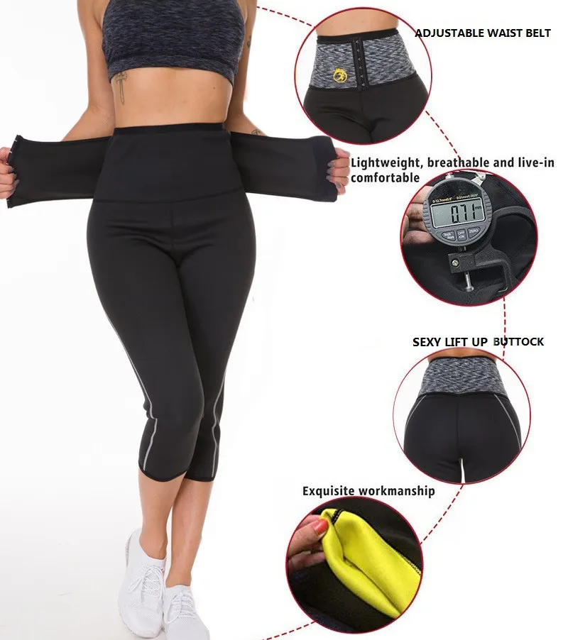 NINGMI Tummy Control Panties with Hook Waist Trainer Slimming Pants Neoprene Sauna Body Shaper Sport Leggings Shorts Butt Lifter