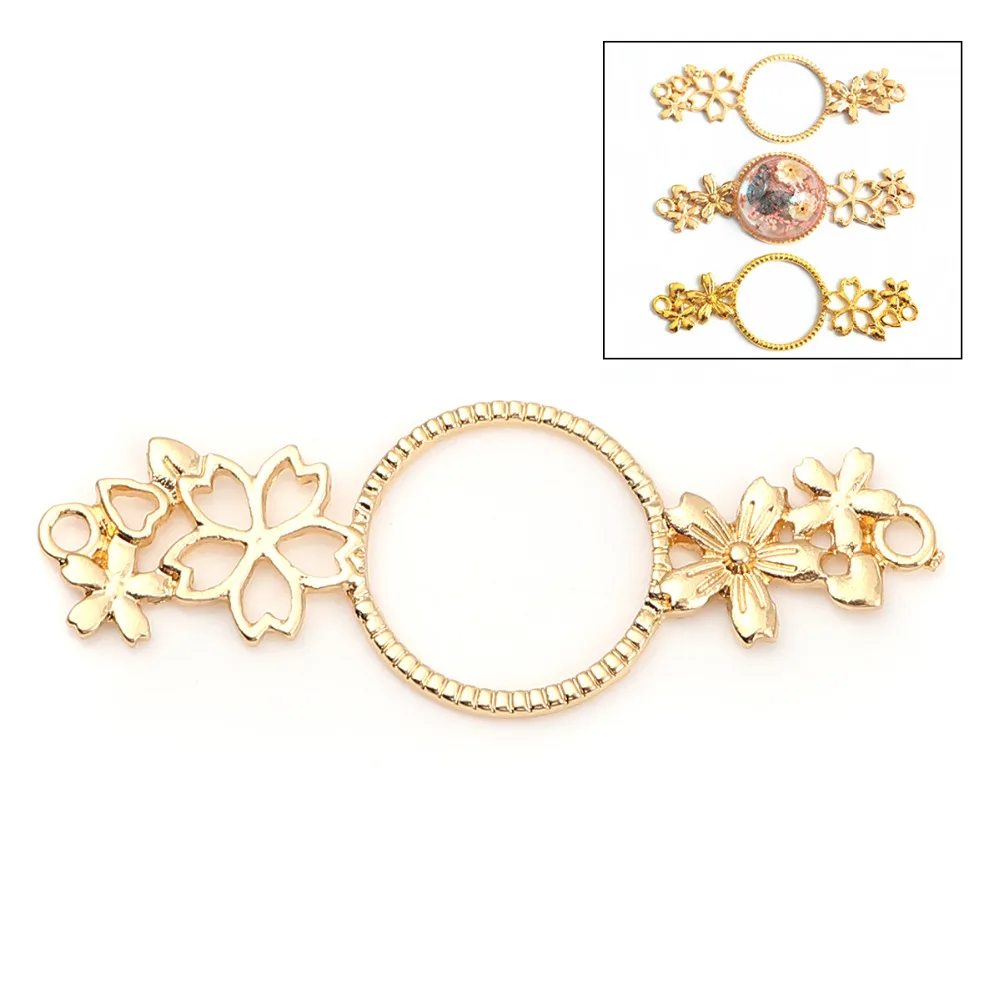 

Doreen Box New Zinc Based Alloy Open Back Bezel Connectors For Resin Sweet Sakura Flower Round 64mm(2 4/8") x 23mm( 7/8"), 5 PCs