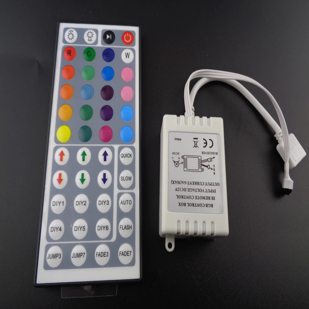 

44 Keys LED IR RGB Controler LED Lights Controller IR Remote Dimmer Input DC12V 6A For RGB SMD 3528 5050 LED Strip 24key select