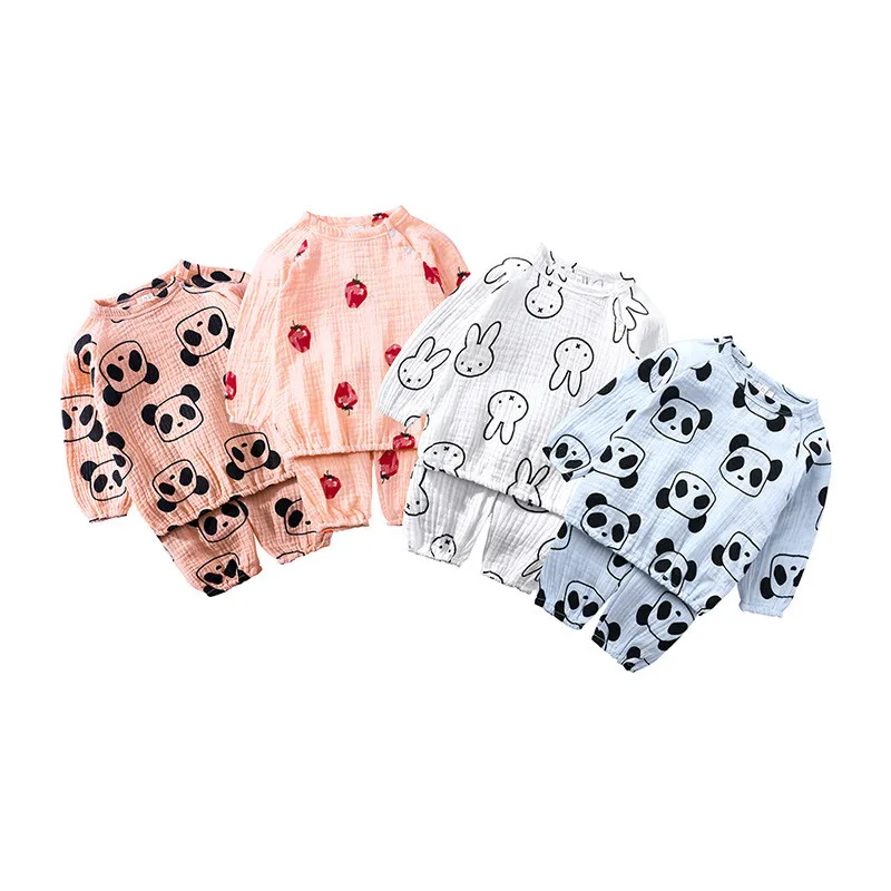 

2019 Cartoon 0 to 4 year old baby boys and girls clothing sets coat + trousers high quality pure cotton kids clothes suit home