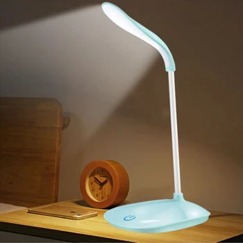 

Touch Switch 3 Modes Dimmer LED Stand Desk Lamp Modern 14Leds 3W USB Rechargeable Reading Study Light Table Lamp for Bedroom